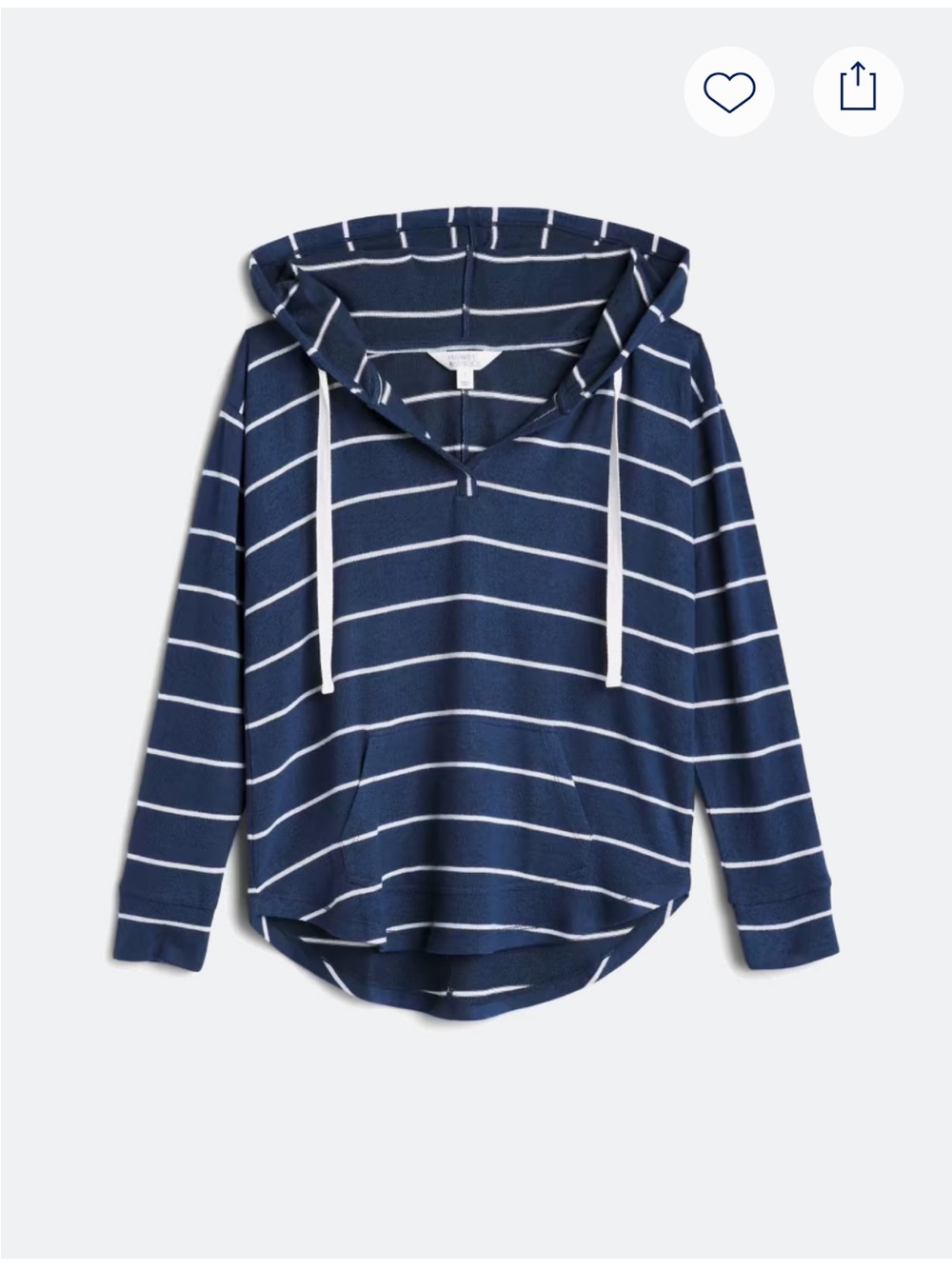Market & Spruce Navy and White Striped V-Neck Hoodie Sweater